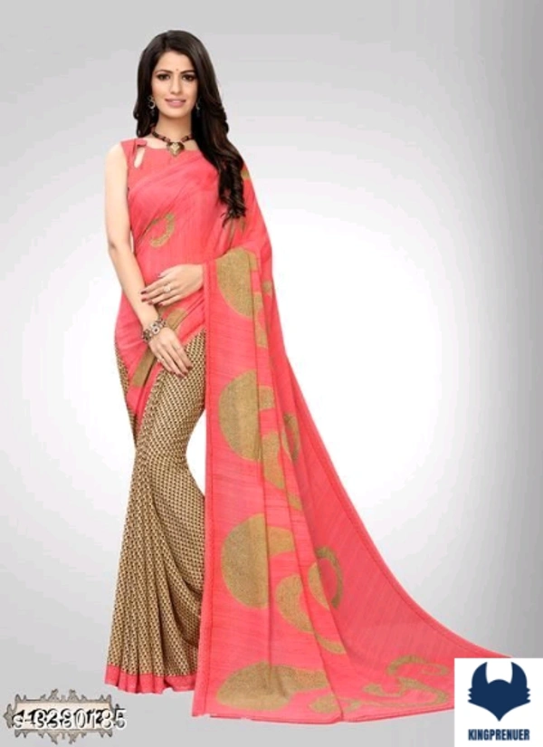  Fancy Women's Saree Georgette - Free Size, Blue