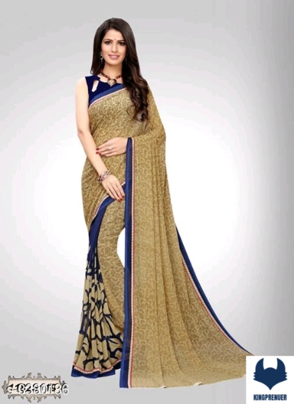  Fancy Women's Saree Georgette - Free Size, Blue