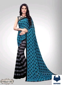  Fancy Women's Saree Georgette - Free Size, Blue