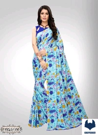  Fancy Women's Saree Georgette - Free Size, Blue