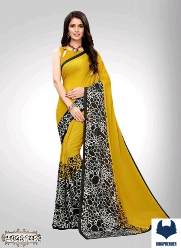  Fancy Women's Saree Georgette - Free Size, Blue