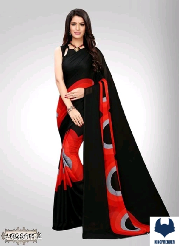  Fancy Women's Saree Georgette - Free Size, Blue