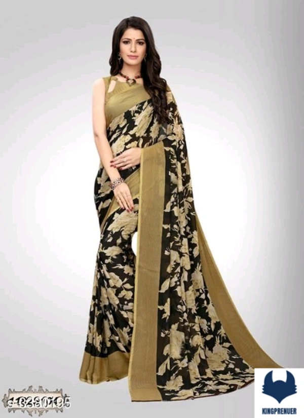  Fancy Women's Saree Georgette - Free Size, Blue