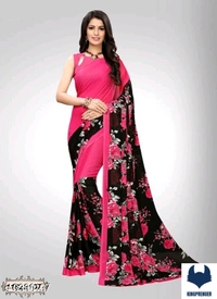  Fancy Women's Saree Georgette - Free Size, Blue