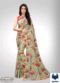  Fancy Women's Saree Georgette - Free Size, Blue