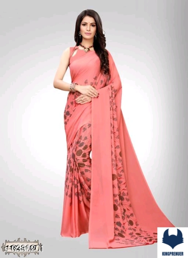  Fancy Women's Saree Georgette - Free Size, Blue
