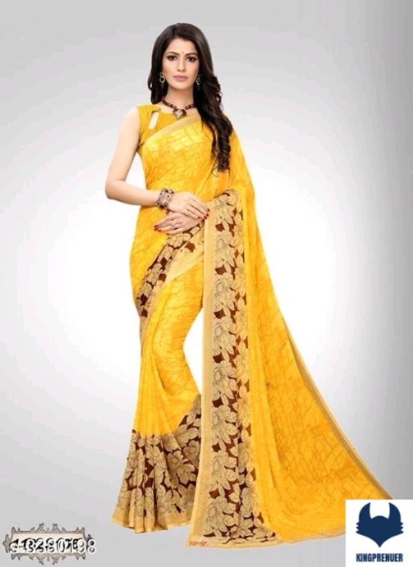 Fancy Women's Saree Georgette - Free Size, Blue
