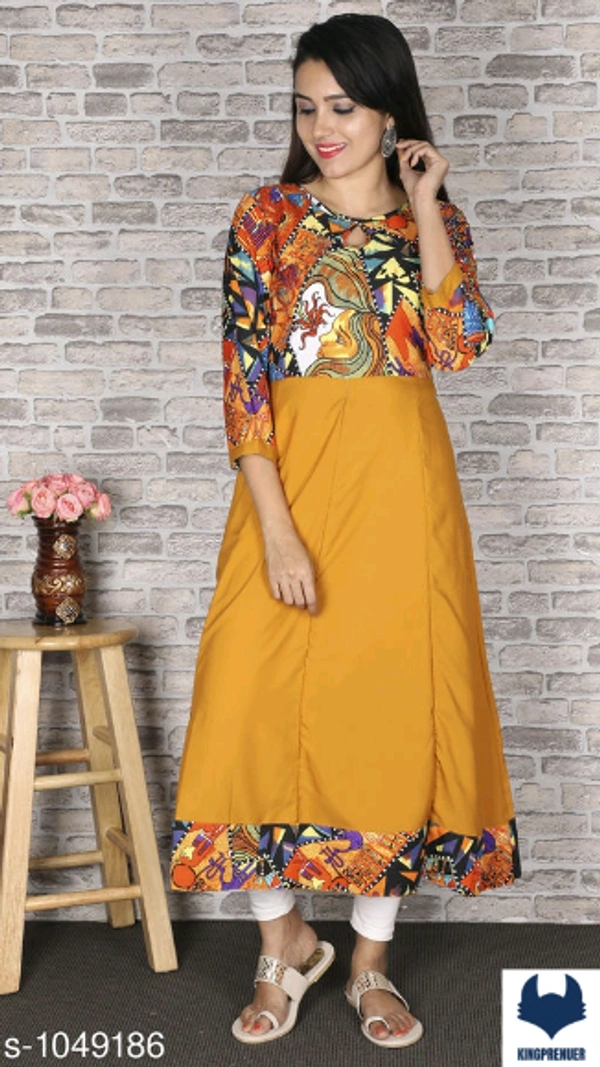 Printed Crepe Anarkali Kurti Sale Now - XS, Pink