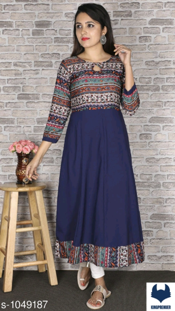 Printed Crepe Anarkali Kurti Sale Now - XS, Pink