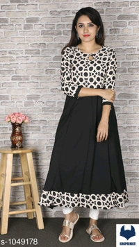 Printed Crepe Anarkali Kurti Sale Now - XS, Pink