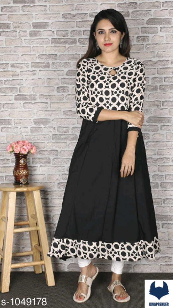 Printed Crepe Anarkali Kurti Sale Now - XS, Pink