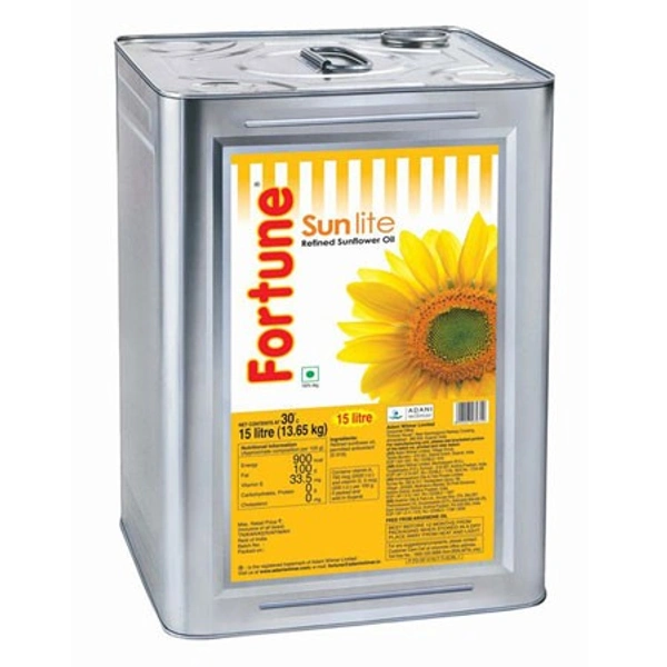 Fortune Sun Lite Sunflower Oil Tin - 15 L