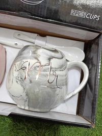 Mr. & Mrs. Premium Ceramic Mug Set With Spoons 