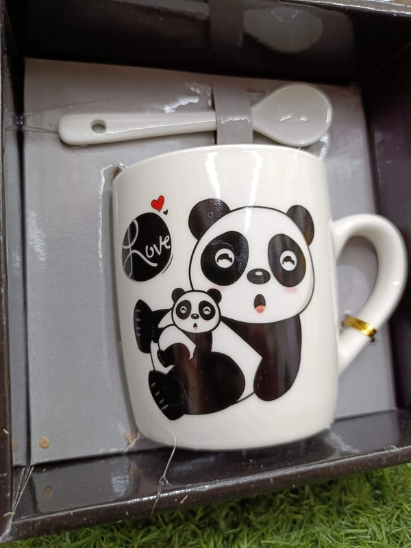 Panda Ceramic Mug With Spoon