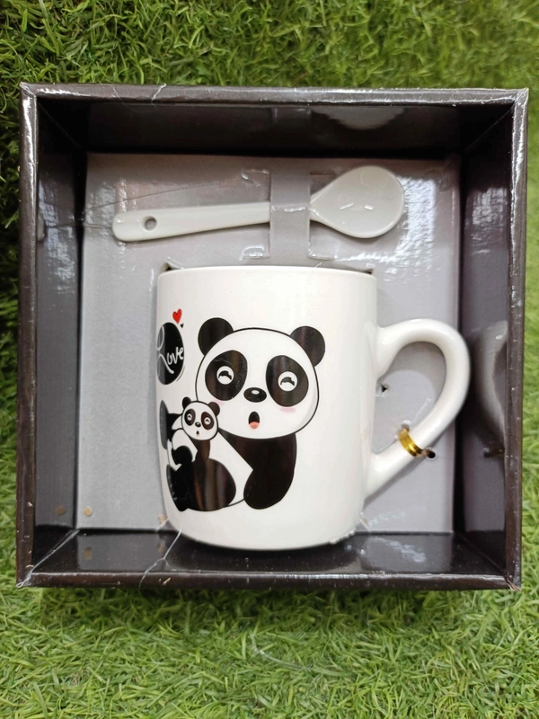 Panda Ceramic Mug With Spoon