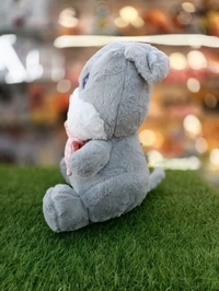 Premium Grey Teddy With Pink Bow  - 12 Inch