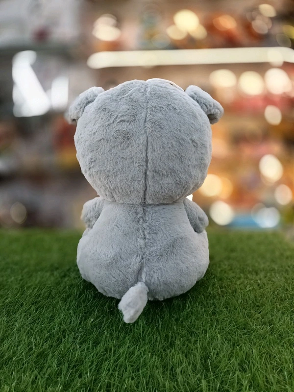 Premium Grey Teddy With Pink Bow  - 12 Inch