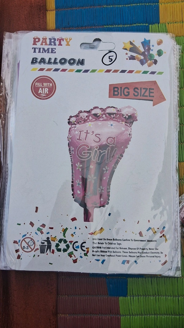 Helium and Air 32inch Party & Baby Shower Foil Balloon - It's A Girl Feet