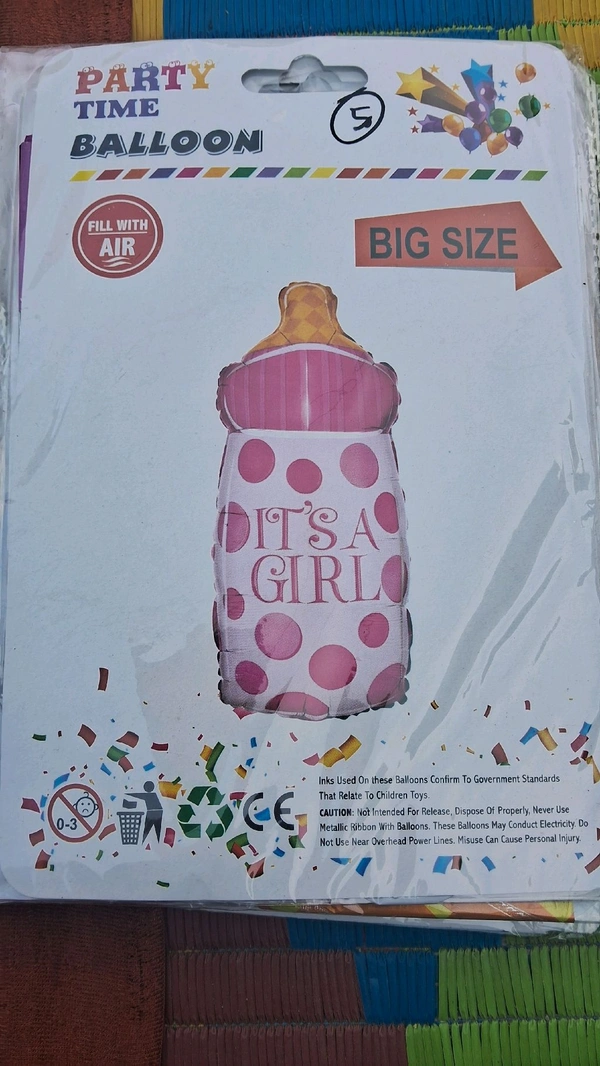 Helium and Air 32inch Party & Baby Shower Foil Balloon - It's A Girl Baby Bottle