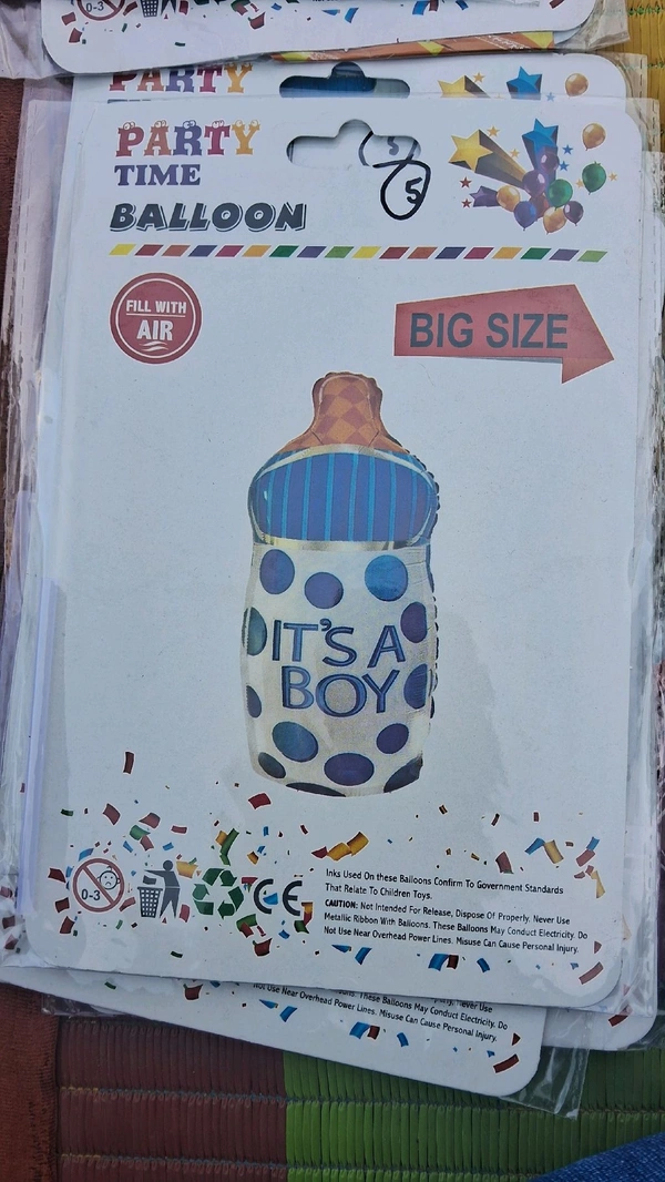 Helium and Air 32inch Party & Baby Shower Foil Balloon - It's A Boy Baby Bottle