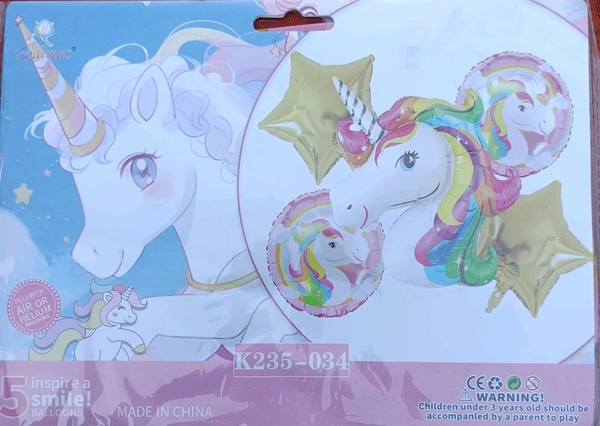 Kids Birthday Decoration Foil Ballon Set - Unicorn W