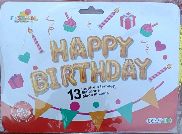 Happy Birthday Foil Decoration Balloon - Golden