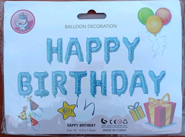 Happy Birthday Foil Decoration Balloon - Blue