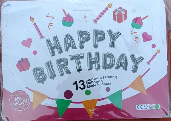 Happy Birthday Foil Decoration Balloon - Silver