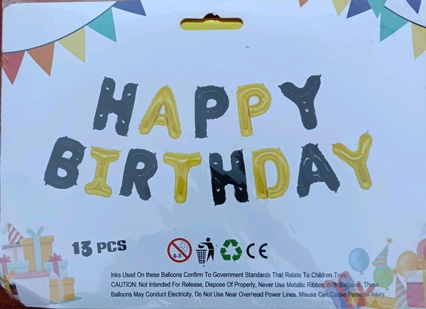 Happy Birthday Foil Decoration Balloon - Black Golden