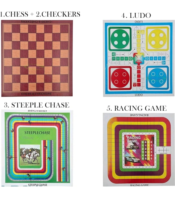 13 in 1 Family Game Including Chess, Backgammon, Ludo, Tic-Tac-Toe, Checkers, 9 Men's Morris, Travel Bingo