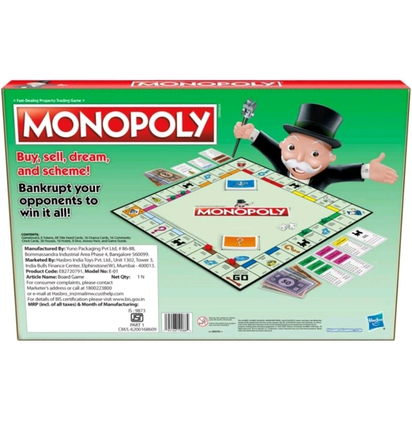 MONOPOLY Board Game (Multicolor) for Families and Kids Ages 8 and Up, Classic fantasy Gameplay
