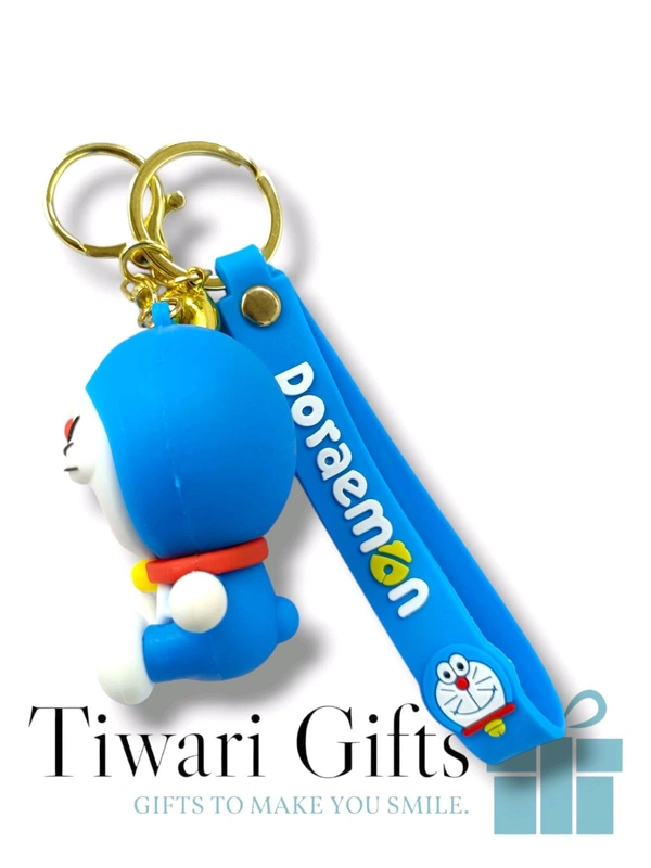 3D DOREMON rubber Keychain with strap, keychain for Bikes and Cars Key Ring Hook Holder Car Pendant Gift for Girls Boys and Men