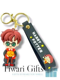 3D HARRY POTTER With Pumpkin rubber Keychain with strap, keychain for Bikes and Cars Key Ring Hook Holder Car Pendant Gift for Girls Boys and Men