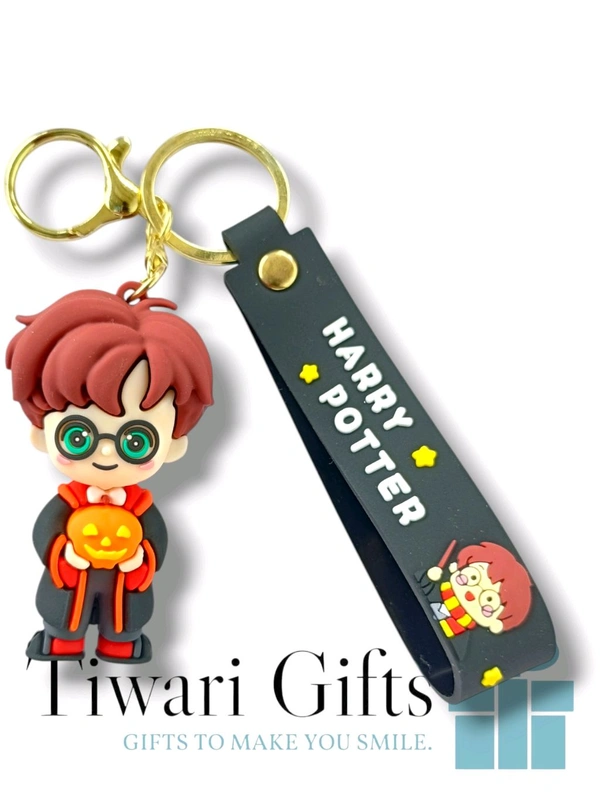 3D HARRY POTTER With Pumpkin rubber Keychain with strap, keychain for Bikes and Cars Key Ring Hook Holder Car Pendant Gift for Girls Boys and Men