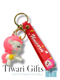 3D UNICORN rubber Keychain with strap, keychain for Bikes and Cars Key Ring Hook Holder Car Pendant Gift for Girls Boys and Men