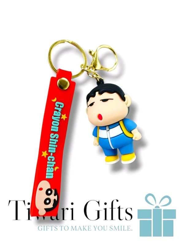 3D SHIN CHAIN With School Bag rubber Keychain with strap, keychain for Bikes and Cars Key Ring Hook Holder Car Pendant Gift for Girls Boys and Men