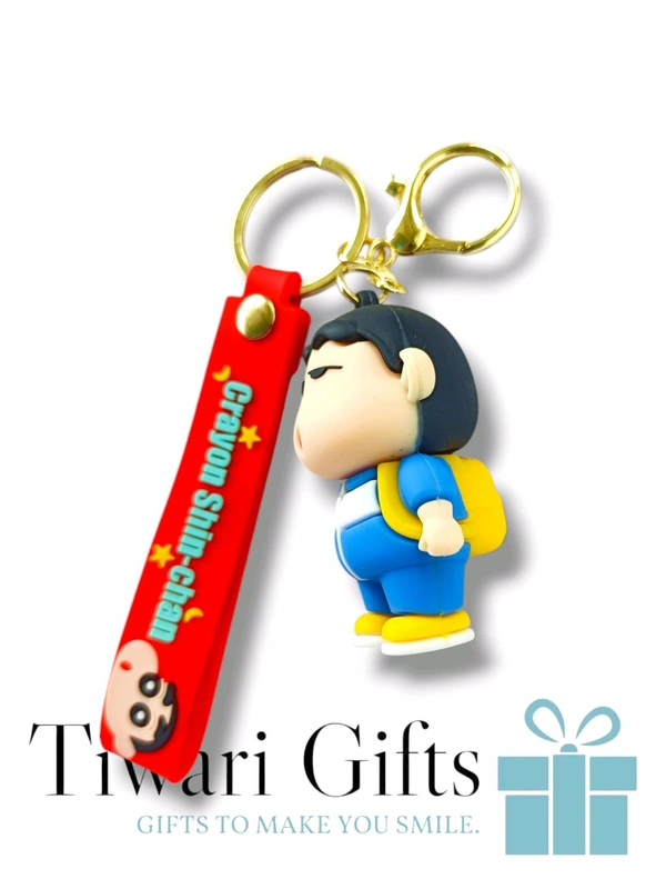 3D SHIN CHAIN With School Bag rubber Keychain with strap, keychain for Bikes and Cars Key Ring Hook Holder Car Pendant Gift for Girls Boys and Men