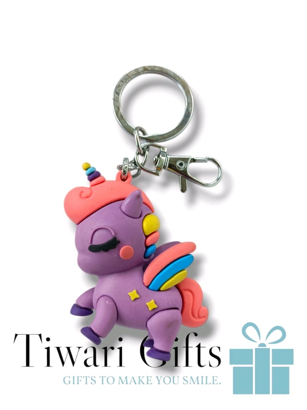 3D UNICORN rubber Keychain, keychain for Bikes and Cars Key Ring Hook Holder Car Pendant Gift for Girls Boys and Men