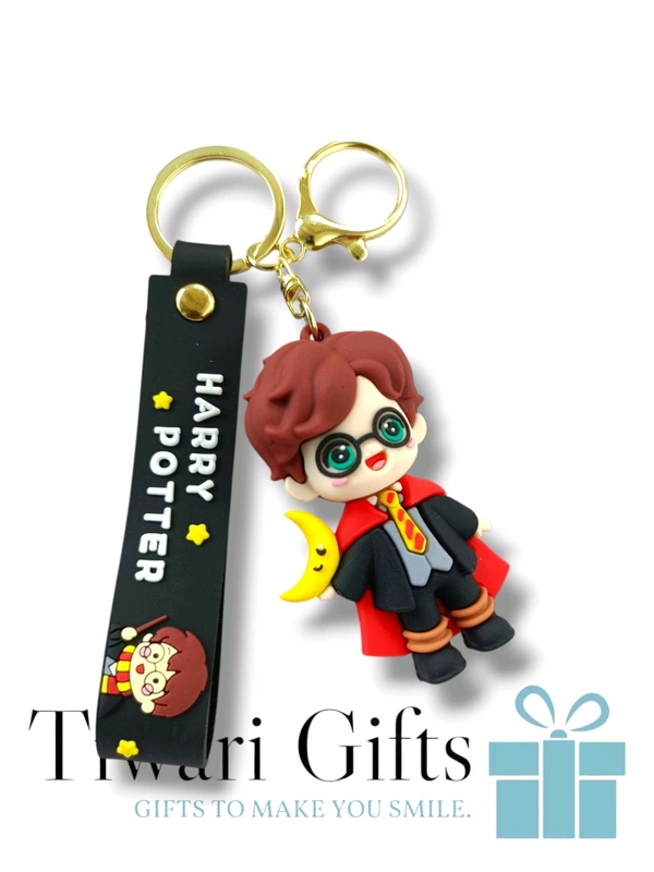3D HARRY POTTER rubber Keychain with strap, keychain for Bikes and Cars Key Ring Hook Holder Car Pendant Gift for Girls Boys and Men