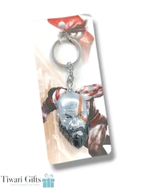 GOD OF WAR KRATOS Face shaped Metal KEYCHAIN