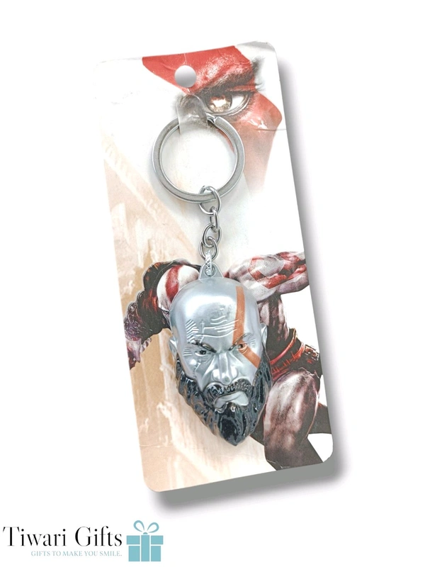 GOD OF WAR KRATOS Face shaped Metal KEYCHAIN