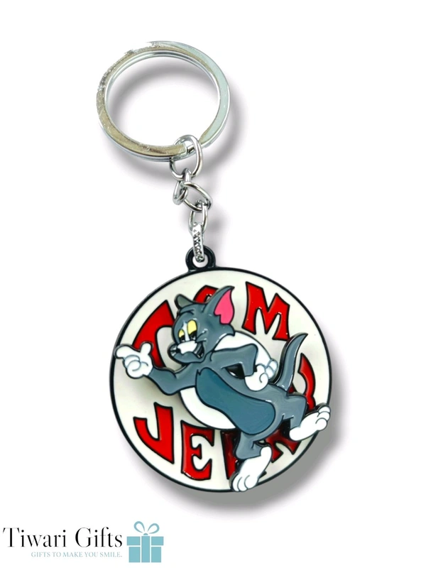 Tom And Jerry Spinning Metallic Keychain