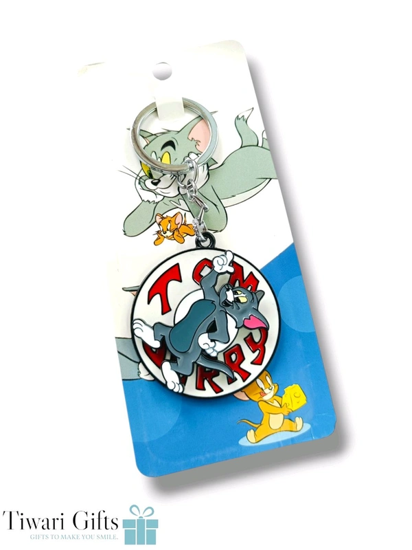 Tom And Jerry Spinning Metallic Keychain