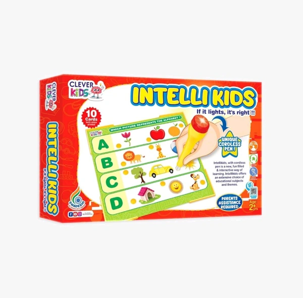 Intellikids Electro Flash Cards Educational Game, 10 Double Sided Printed Cards,If it Lights its Right!! Learn About Alphabet,Numbers,Colors,Shapes for Boys/Girls - flashcards Babies