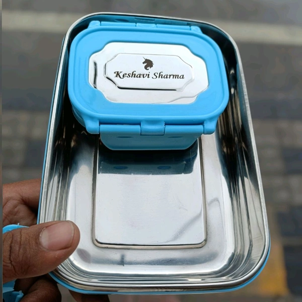 New Heavy Quality 
air tight stainless steel 
lunch box with name and character 
engrave 
best for school and office 
