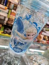 Frozen Double Wall Design Crackled Freezing Gel Frosty Ice Sipper Water Bottle With Lights - Blue