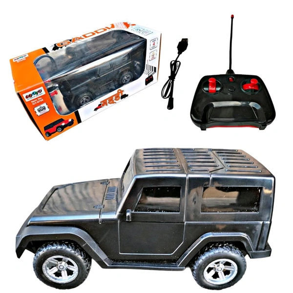 Gooyo Remote Control Thar with Led Lights and Song/USB Rechargable Vehicle Toy Car for Kids (Red)
