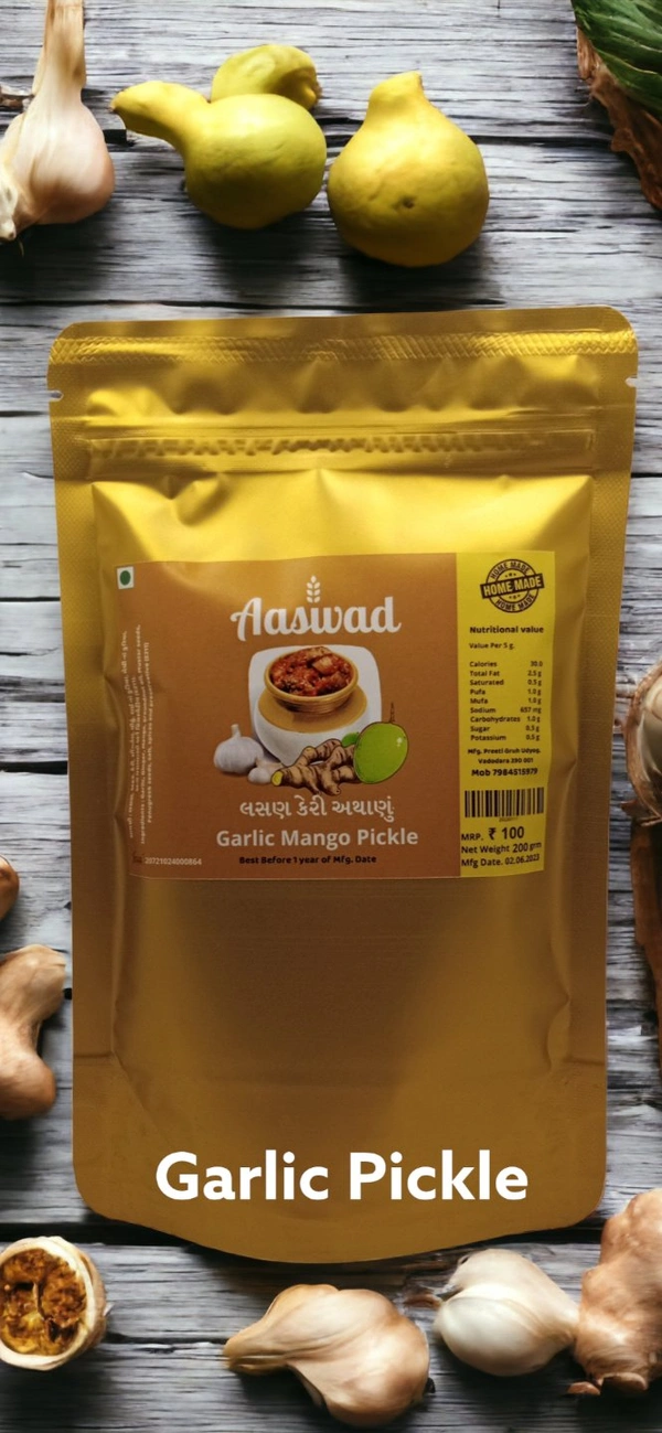 Mango Garlic Pickle, 500 Gram Pouch,