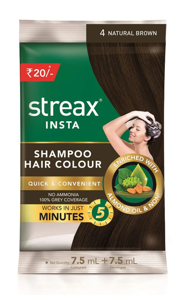 Streax Insta Shampoo Hair Colour - natural black