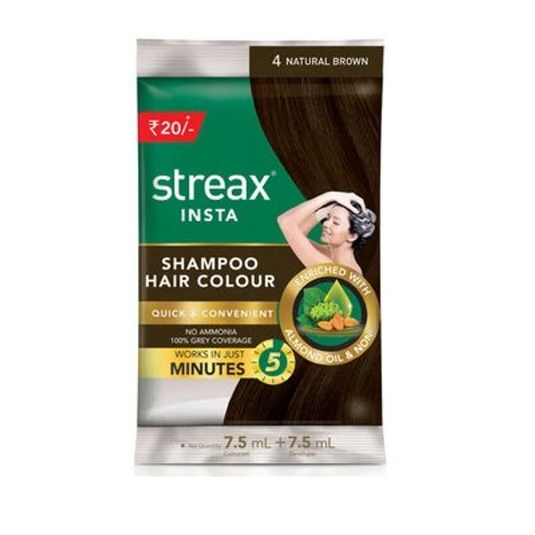 Streax Insta Shampoo Hair Colour - natural black